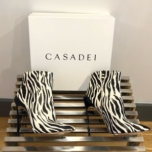 New Casadei Zebra Print Leather Heels - Size 41